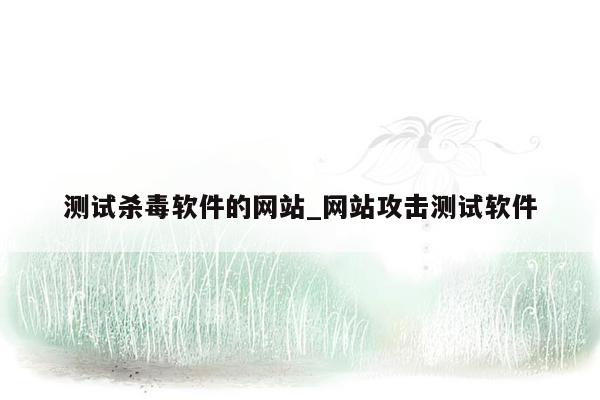 测试杀毒软件的网站_网站攻击测试软件