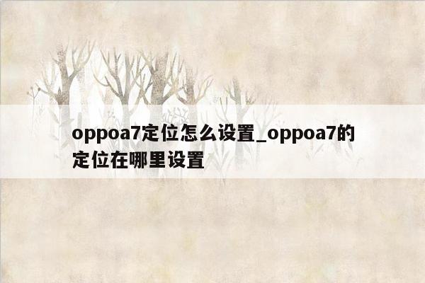 oppoa7定位怎么设置_oppoa7的定位在哪里设置