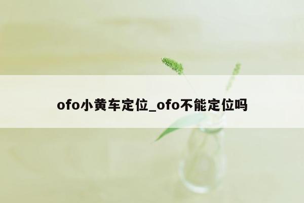 ofo小黄车定位_ofo不能定位吗