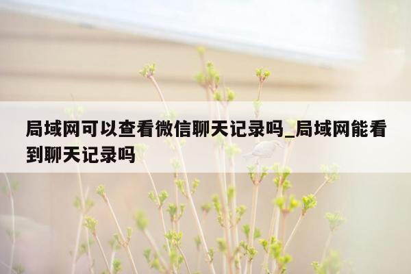 局域网可以查看微信聊天记录吗_局域网能看到聊天记录吗