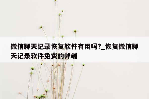 微信聊天记录恢复软件有用吗?_恢复微信聊天记录软件免费的弊端