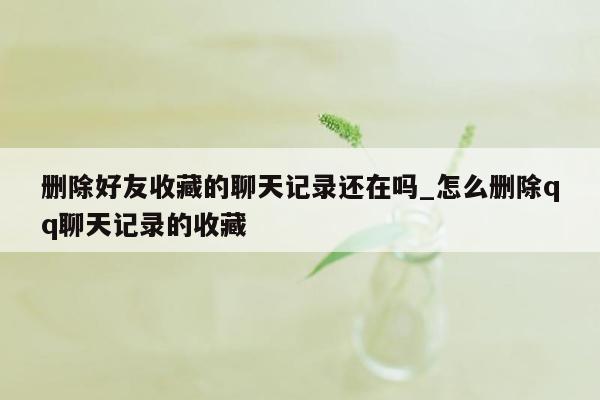 删除好友收藏的聊天记录还在吗_怎么删除qq聊天记录的收藏