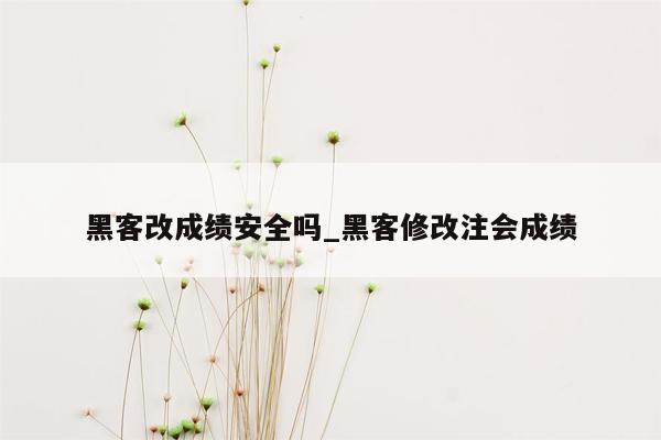 黑客改成绩安全吗_黑客修改注会成绩