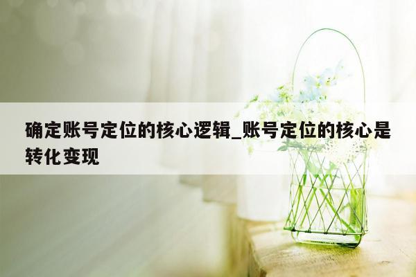 确定账号定位的核心逻辑_账号定位的核心是转化变现