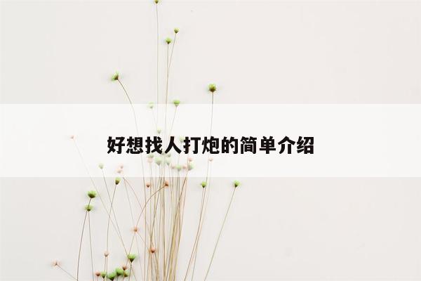 好想找人打炮的简单介绍