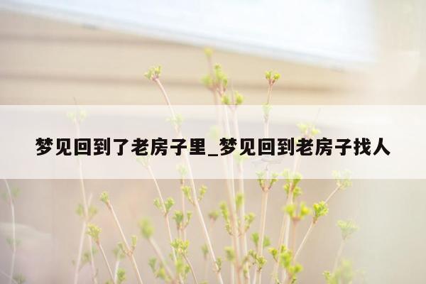 梦见回到了老房子里_梦见回到老房子找人
