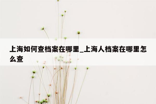 上海如何查档案在哪里_上海人档案在哪里怎么查