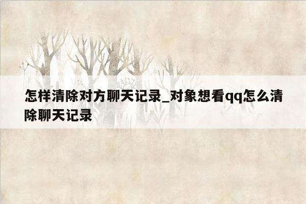 怎样清除对方聊天记录_对象想看qq怎么清除聊天记录