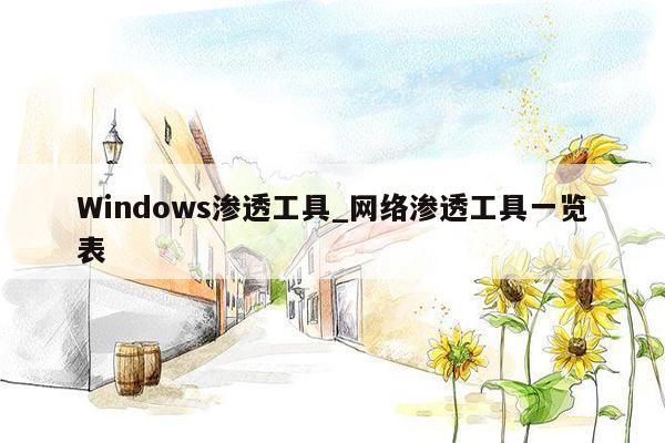 Windows渗透工具_网络渗透工具一览表