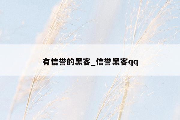 有信誉的黑客_信誉黑客qq
