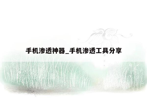 手机渗透神器_手机渗透工具分享