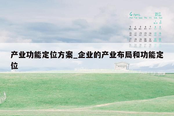 产业功能定位方案_企业的产业布局和功能定位