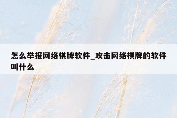 怎么举报网络棋牌软件_攻击网络棋牌的软件叫什么