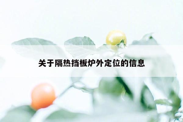 关于隔热挡板炉外定位的信息