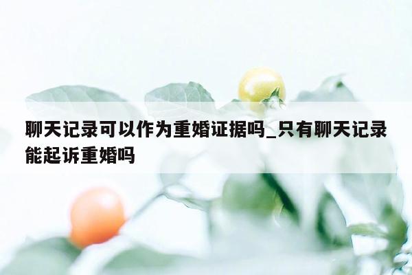 聊天记录可以作为重婚证据吗_只有聊天记录能起诉重婚吗