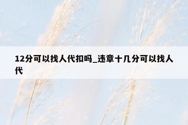 12分可以找人代扣吗_违章十几分可以找人代