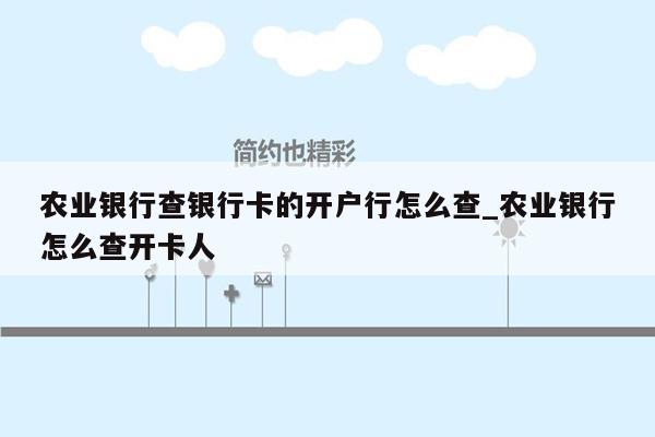 农业银行查银行卡的开户行怎么查_农业银行怎么查开卡人