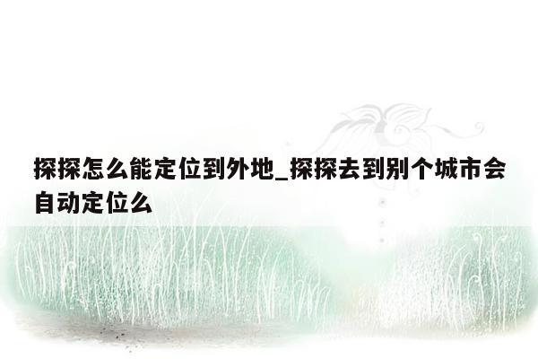 探探怎么能定位到外地_探探去到别个城市会自动定位么