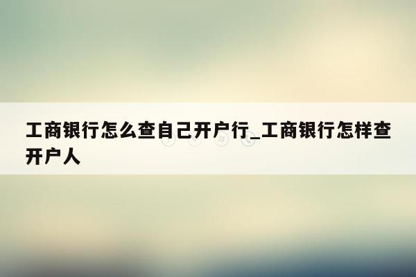 工商银行怎么查自己开户行_工商银行怎样查开户人