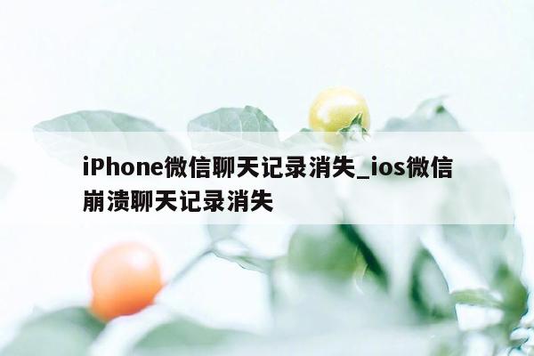 iPhone微信聊天记录消失_ios微信崩溃聊天记录消失
