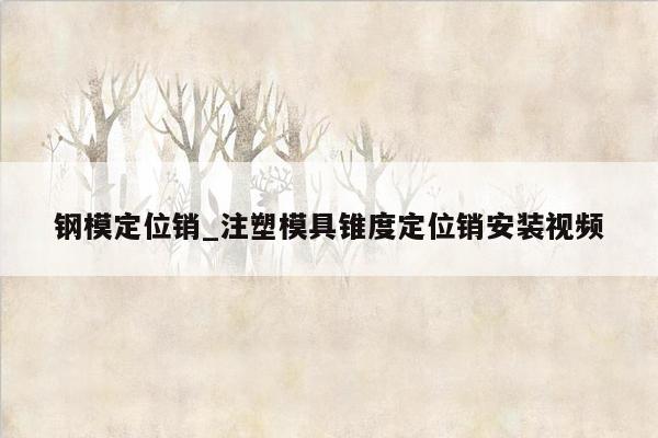 钢模定位销_注塑模具锥度定位销安装视频