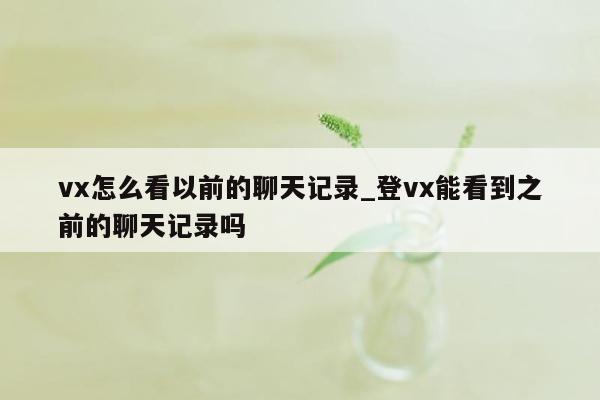 vx怎么看以前的聊天记录_登vx能看到之前的聊天记录吗