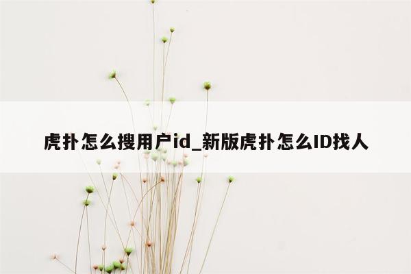 虎扑怎么搜用户id_新版虎扑怎么ID找人