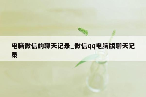 电脑微信的聊天记录_微信qq电脑版聊天记录