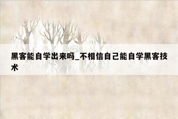 黑客能自学出来吗_不相信自己能自学黑客技术