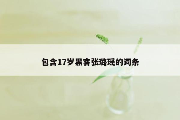 包含17岁黑客张璐瑶的词条