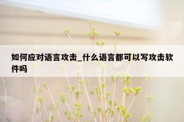如何应对语言攻击_什么语言都可以写攻击软件吗