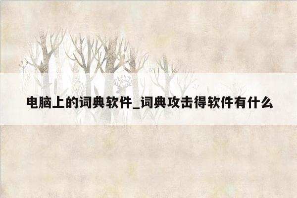 电脑上的词典软件_词典攻击得软件有什么
