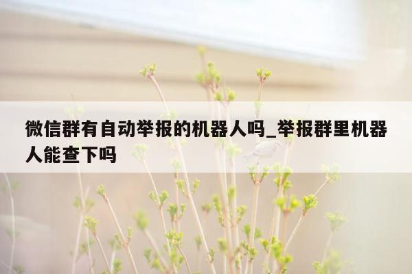 微信群有自动举报的机器人吗_举报群里机器人能查下吗