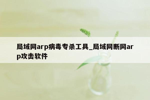 局域网arp病毒专杀工具_局域网断网arp攻击软件