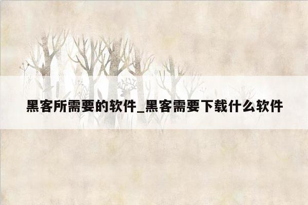 黑客所需要的软件_黑客需要下载什么软件