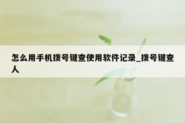 怎么用手机拨号键查使用软件记录_拨号键查人