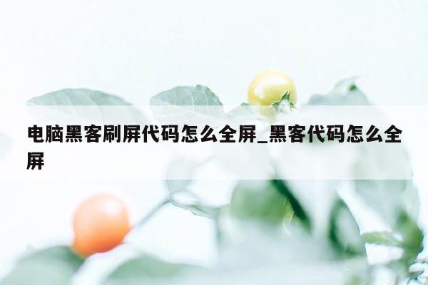 电脑黑客刷屏代码怎么全屏_黑客代码怎么全屏