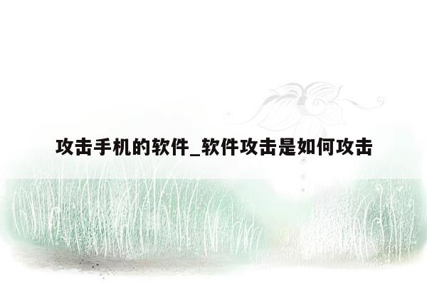攻击手机的软件_软件攻击是如何攻击