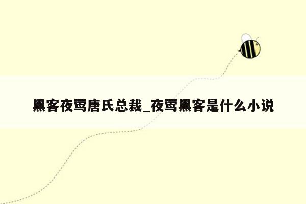 黑客夜莺唐氏总裁_夜莺黑客是什么小说