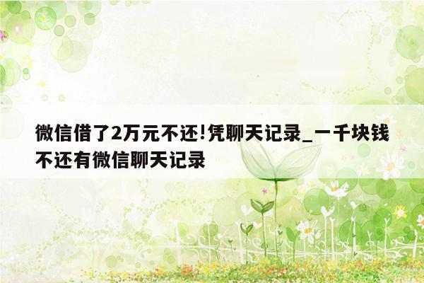 微信借了2万元不还!凭聊天记录_一千块钱不还有微信聊天记录