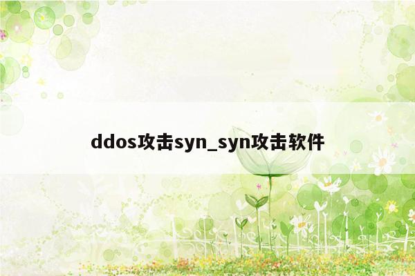 ddos攻击syn_syn攻击软件