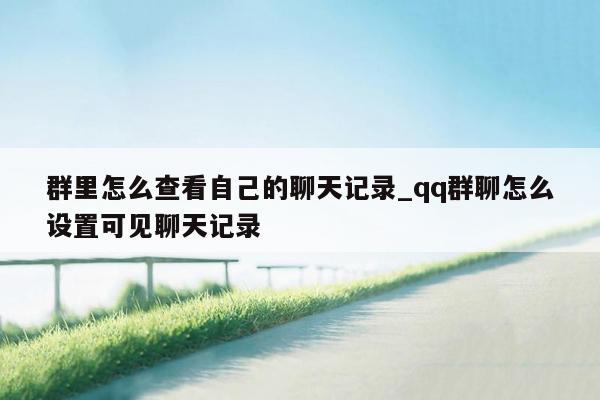 群里怎么查看自己的聊天记录_qq群聊怎么设置可见聊天记录