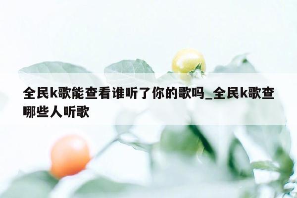 全民k歌能查看谁听了你的歌吗_全民k歌查哪些人听歌