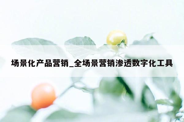 场景化产品营销_全场景营销渗透数字化工具