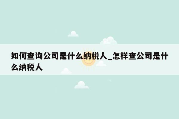 如何查询公司是什么纳税人_怎样查公司是什么纳税人