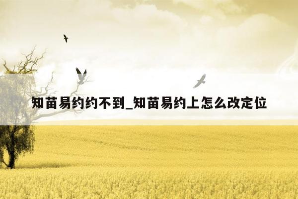 知苗易约约不到_知苗易约上怎么改定位