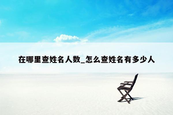 在哪里查姓名人数_怎么查姓名有多少人