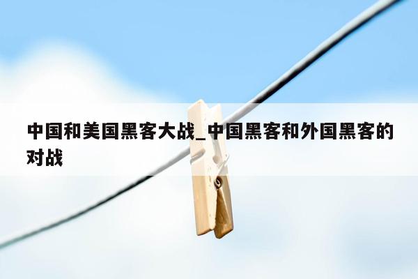 中国和美国黑客大战_中国黑客和外国黑客的对战
