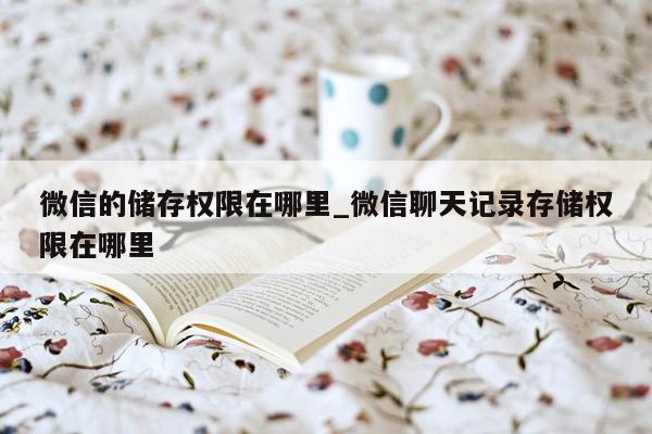 微信的储存权限在哪里_微信聊天记录存储权限在哪里