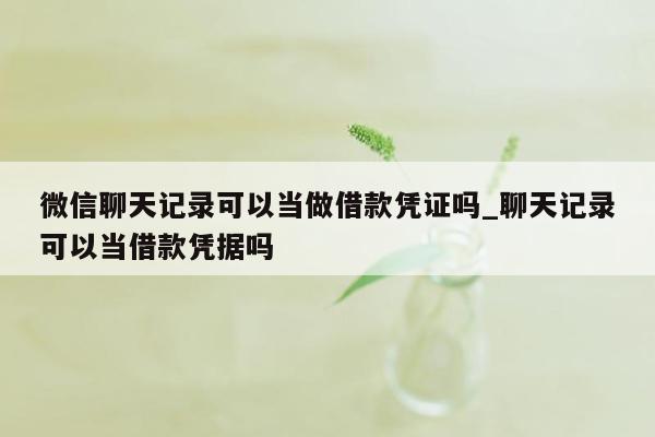 微信聊天记录可以当做借款凭证吗_聊天记录可以当借款凭据吗